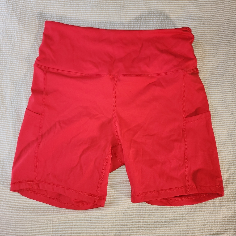 Red Biker Shorts w/ Pockets